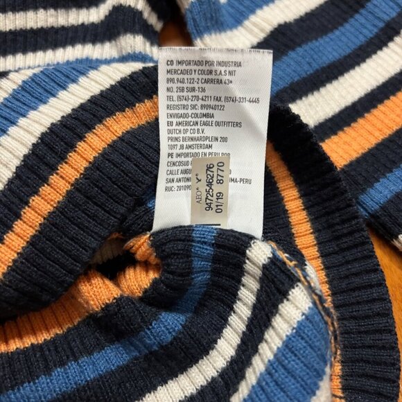 American Eagle Womens Long Sleeve Henley Size XS Striped Cropped Y2K 90's - Picture 10 of 10